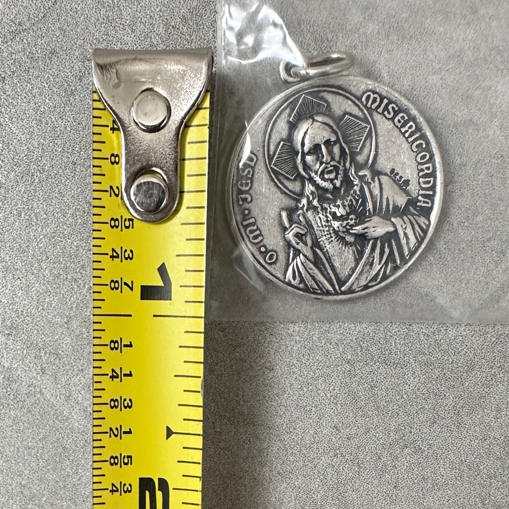 Sterling Silver Lady of the Holy Scapular Round Medal Charm Pendant 0.95” NEW - Picture 3 of 8